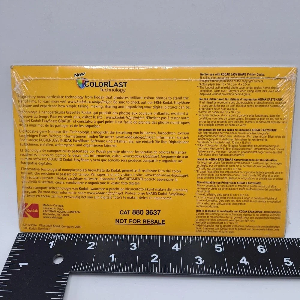 Kodak Ultima Inkjet Picture‎ Paper 4x6 Ultra Glossy 5 Sheets NOS Sealed 2003